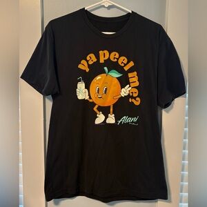 Alani Nu Orange Graphic Tee Black Funny Citrus Cartoon Shirt Unisex Medium